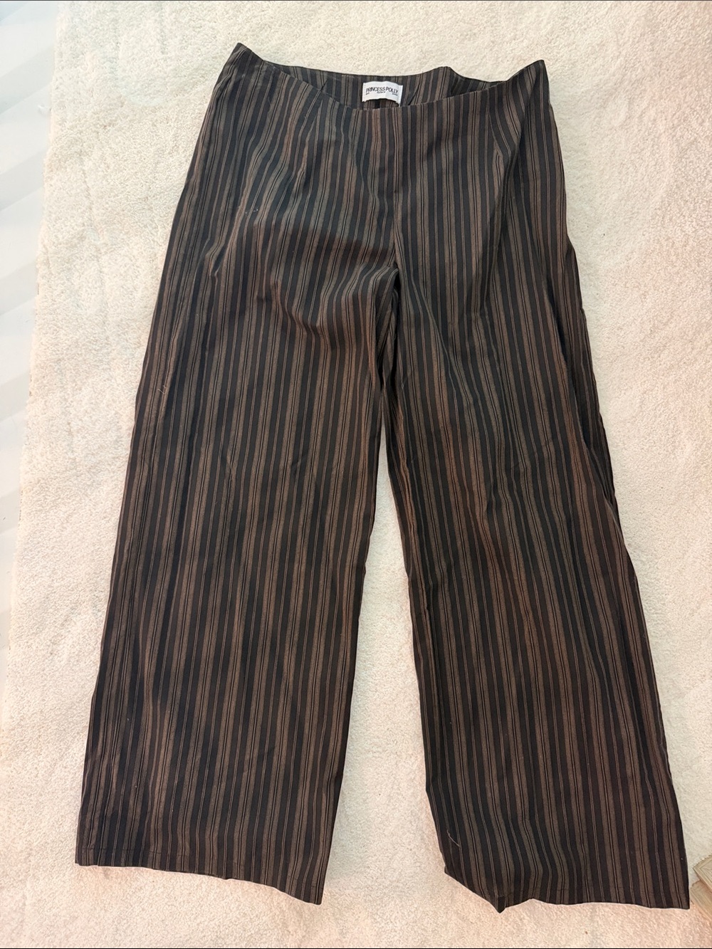 Mens Wide-Leg Striped Trousers - Black/Brown